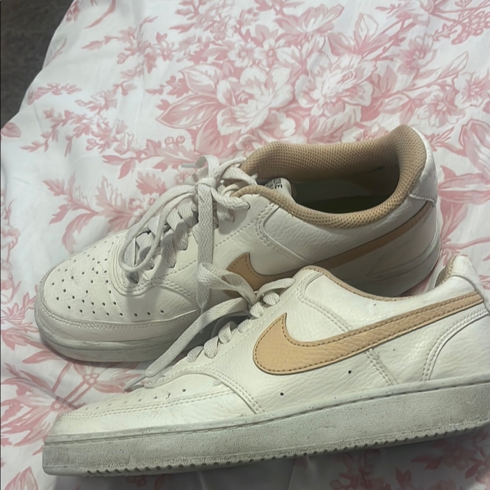 Nike White and Tan Sneakers